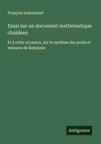 Essai sur un document mathématique chaldéen