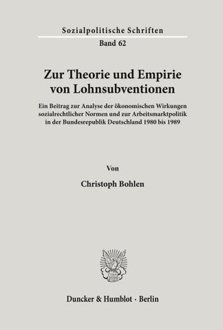 Zur Theorie und Empirie von Lohnsubventionen.