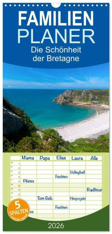 Familienplaner 2026 - Die Schönheit der Bretagne mit 5 Spalten (Wandkalender, 21 x 45 cm) CALVENDO