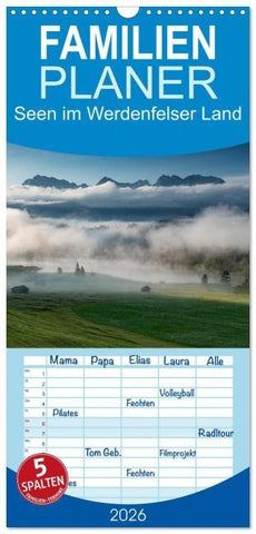 Familienplaner 2026 - Seen im Werdenfelser Land mit 5 Spalten (Wandkalender, 21 x 45 cm) CALVENDO