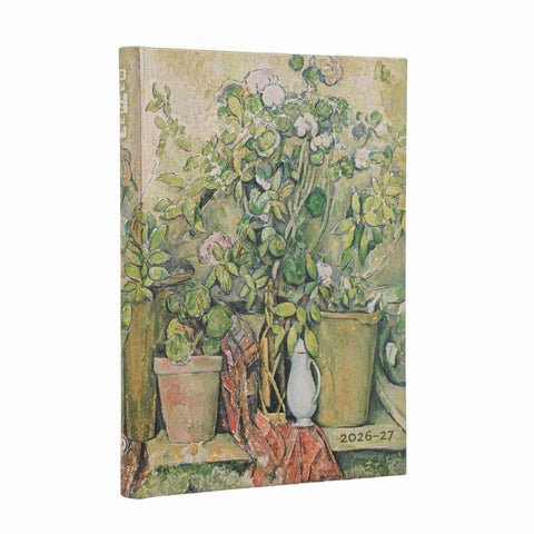 18-Monatskalender 2026-2027 Cezannes Terrakotta-Töpfe und Blumen Midi Horizontal