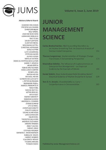 Junior Management Science, Volume 4, Issue 2, June 2019