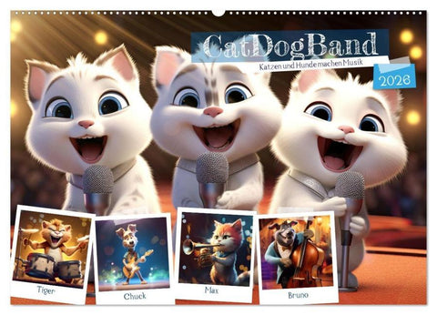 CatDogBand (Wandkalender 2026 DIN A2 quer), CALVENDO Monatskalender