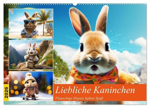Liebliche Kaninchen. Flauschige Hopsis haben Spaß (Wandkalender 2026 DIN A2 quer), CALVENDO Monatskalender