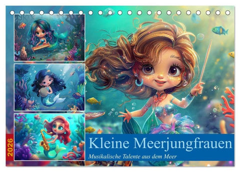 Kleine Meerjungfrauen (Tischkalender 2026 DIN A5 quer), CALVENDO Monatskalender