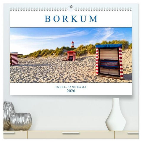 Borkum Inselpanorama (hochwertiger Premium Wandkalender 2026 DIN A2 quer), Kunstdruck in Hochglanz