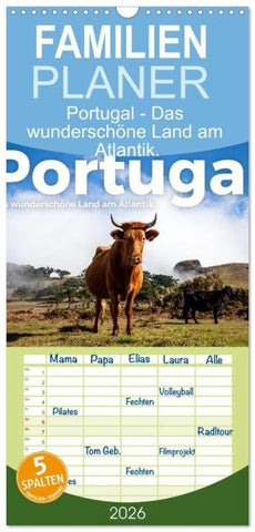 Familienplaner 2026 - Portugal - Das wunderschöne Land am Atlantik. mit 5 Spalten (Wandkalender, 21 x 45 cm) CALVENDO