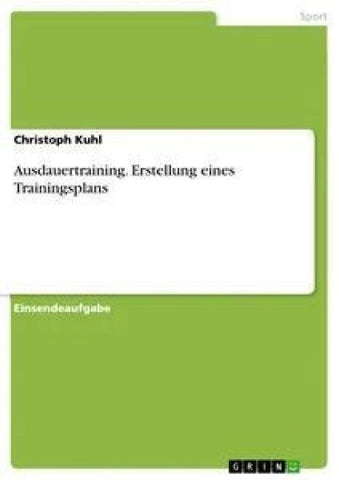 Ausdauertraining. Erstellung eines Trainingsplans