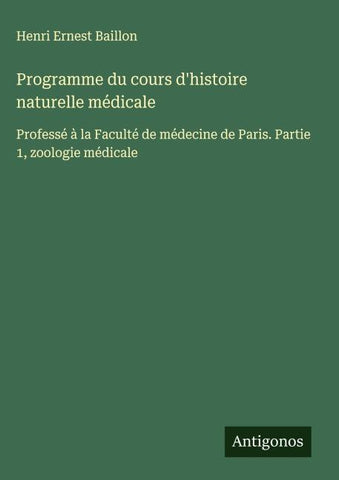 Programme du cours d'histoire naturelle médicale