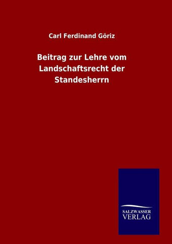 Beitrag zur Lehre vom Landschaftsrecht der Standesherrn