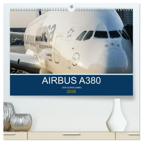 Airbus A380 Superjumbo 2026 (hochwertiger Premium Wandkalender 2026 DIN A2 quer), Kunstdruck in Hochglanz