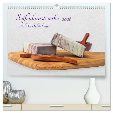 Seifenkunstwerke (hochwertiger Premium Wandkalender 2026 DIN A2 quer), Kunstdruck in Hochglanz