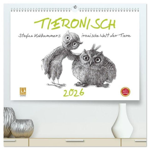 TIERONISCH (hochwertiger Premium Wandkalender 2026 DIN A2 quer), Kunstdruck in Hochglanz