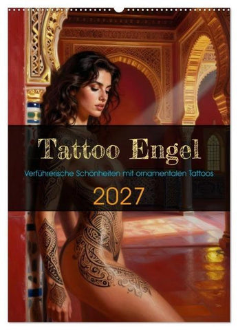 Tattoo Engel (Wandkalender 2027 DIN A2 hoch), CALVENDO Monatskalender