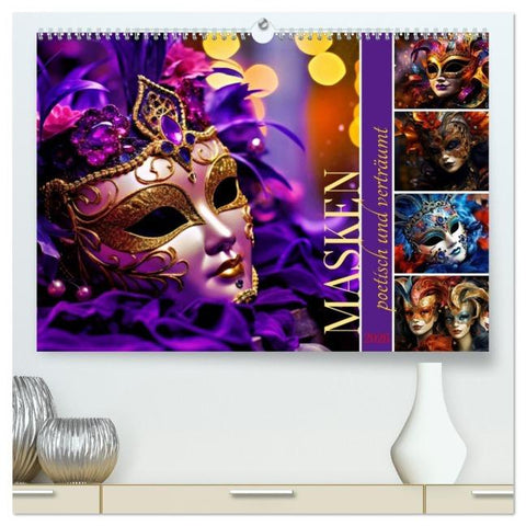 MASKEN - poetisch und verträumt (hochwertiger Premium Wandkalender 2026 DIN A2 quer), Kunstdruck in Hochglanz