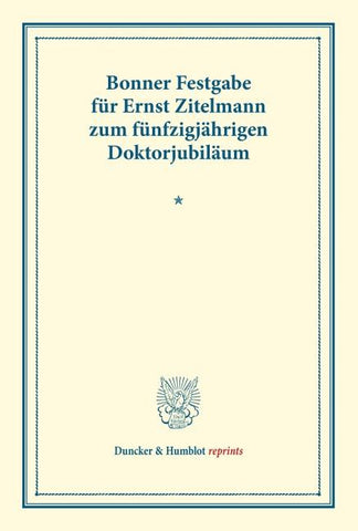 Bonner Festgabe für Ernst Zitelmann