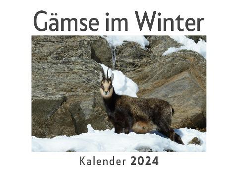 Gämse im Winter (Wandkalender 2024, Kalender DIN A4 quer, Monatskalender im Querformat mit Kalendarium, Das perfekte Geschenk)