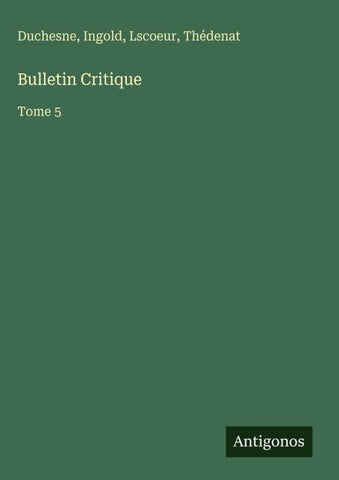 Bulletin Critique