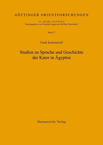 Studien zu Sprache und Geschichte der Karer in Ägypten