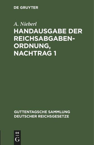 Handausgabe der Reichsabgabenordnung, Nachtrag 1