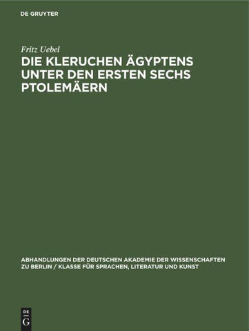 Die Kleruchen Ägyptens unter den ersten sechs Ptolemäern