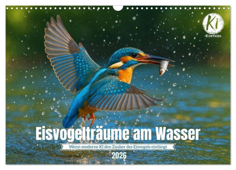 Eisvogelträume am Wasser (Wandkalender 2026 DIN A3 quer), CALVENDO Monatskalender