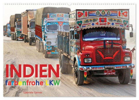 Indien Farbenfrohe LKW (Wandkalender 2026 DIN A2 quer), CALVENDO Monatskalender