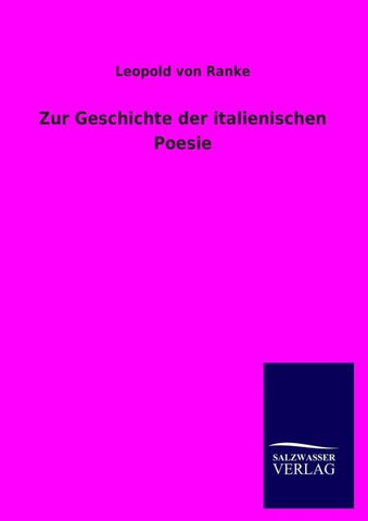 Zur Geschichte der italienischen Poesie
