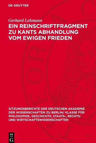 Ein Reinschriftfragment zu Kants Abhandlung vom ewigen Frieden