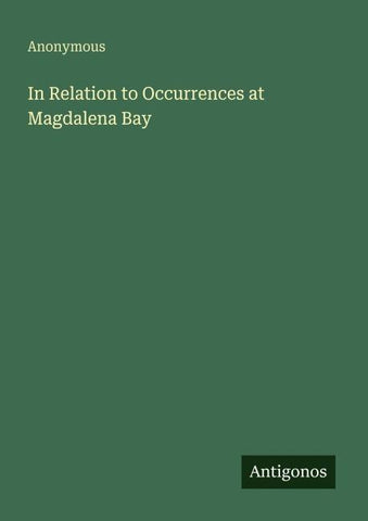 In Relation to Occurrences at Magdalena Bay