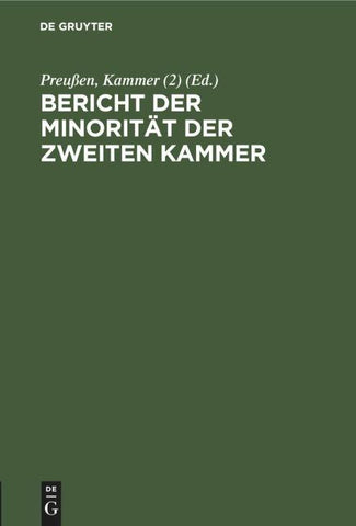 Bericht der Minorität der Zweiten Kammer