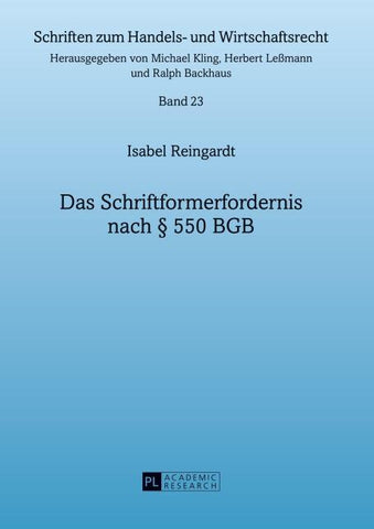 Das Schriftformerfordernis nach § 550 BGB