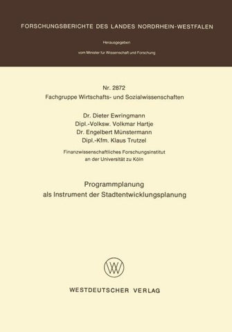 Programmplanung als Instrument der Stadtentwicklungsplanung