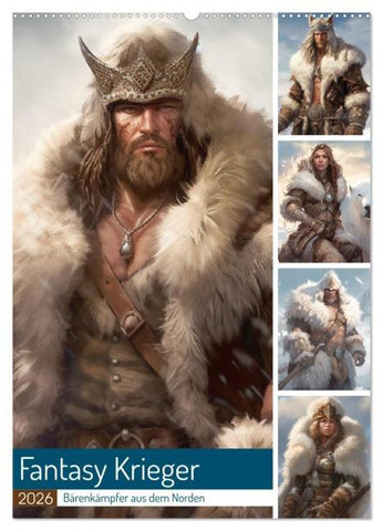 Fantasy Krieger. Bärenkämpfer aus dem Norden (Wandkalender 2026 DIN A2 hoch), CALVENDO Monatskalender