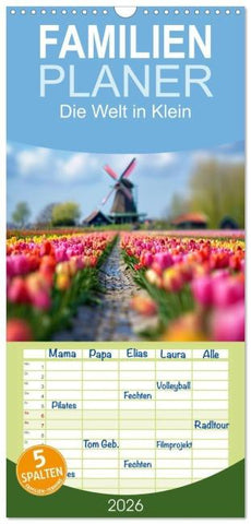 Familienplaner 2026 - Die Welt in Klein mit 5 Spalten (Wandkalender, 21 x 45 cm) CALVENDO