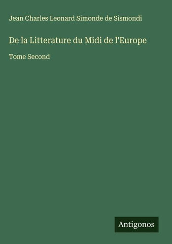 De la Litterature du Midi de l'Europe