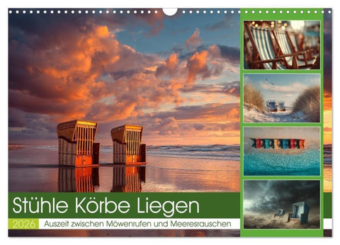Stühle Körbe Liegen (Wandkalender 2026 DIN A3 quer), CALVENDO Monatskalender