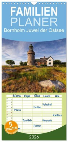 Familienplaner 2026 - Bornholm Juwel der Ostsee mit 5 Spalten (Wandkalender, 21 x 45 cm) CALVENDO