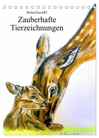 PortraiTierART Zauberhafte Tierzeichnungen (Tischkalender 2026 DIN A5 hoch), CALVENDO Monatskalender