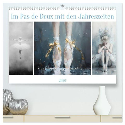 Im Pas de Deux mit der Stille (hochwertiger Premium Wandkalender 2026 DIN A2 quer), Kunstdruck in Hochglanz