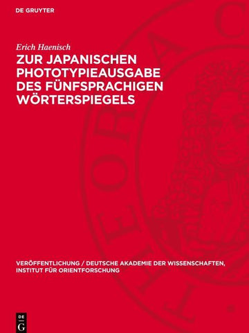 Zur japanischen Phototypieausgabe des fünfsprachigen Wörterspiegels