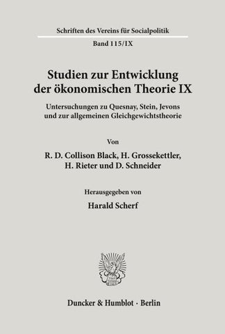 Untersuchungen zu Quesnay, Stein, Jevons und zur allgemeinen Gleichgewichtstheorie.