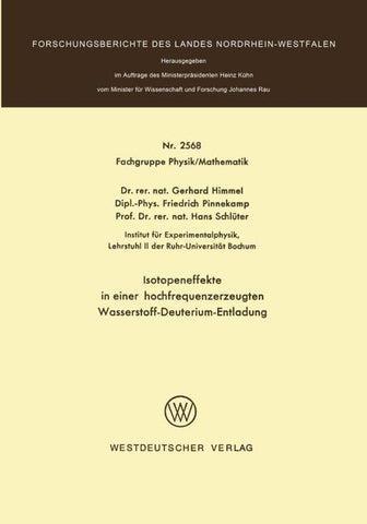 Isotopeneffekte in einer hochfrequenzerzeugten Wasserstoff-Deuterium-Entladung