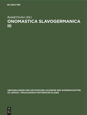 Onomastica Slavogermanica III