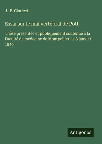 Essai sur le mal vertébral de Pott