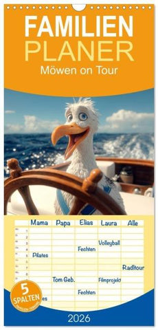 Familienplaner 2026 - Möwen on Tour mit 5 Spalten (Wandkalender, 21 x 45 cm) CALVENDO