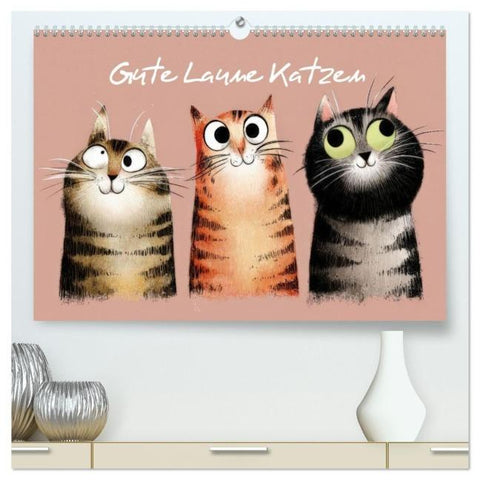 Gute Laune Katzen (hochwertiger Premium Wandkalender 2026 DIN A2 quer), Kunstdruck in Hochglanz