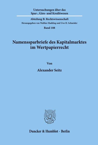 Namenssparbriefe des Kapitalmarktes im Wertpapierrecht.