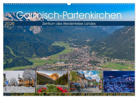 Garmisch-Partenkirchen - Zentrum des Werdenfelser Landes (Wandkalender 2026 DIN A2 quer), CALVENDO Monatskalender