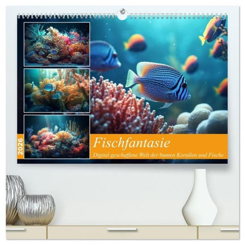 Fischfantasie (hochwertiger Premium Wandkalender 2026 DIN A2 quer), Kunstdruck in Hochglanz